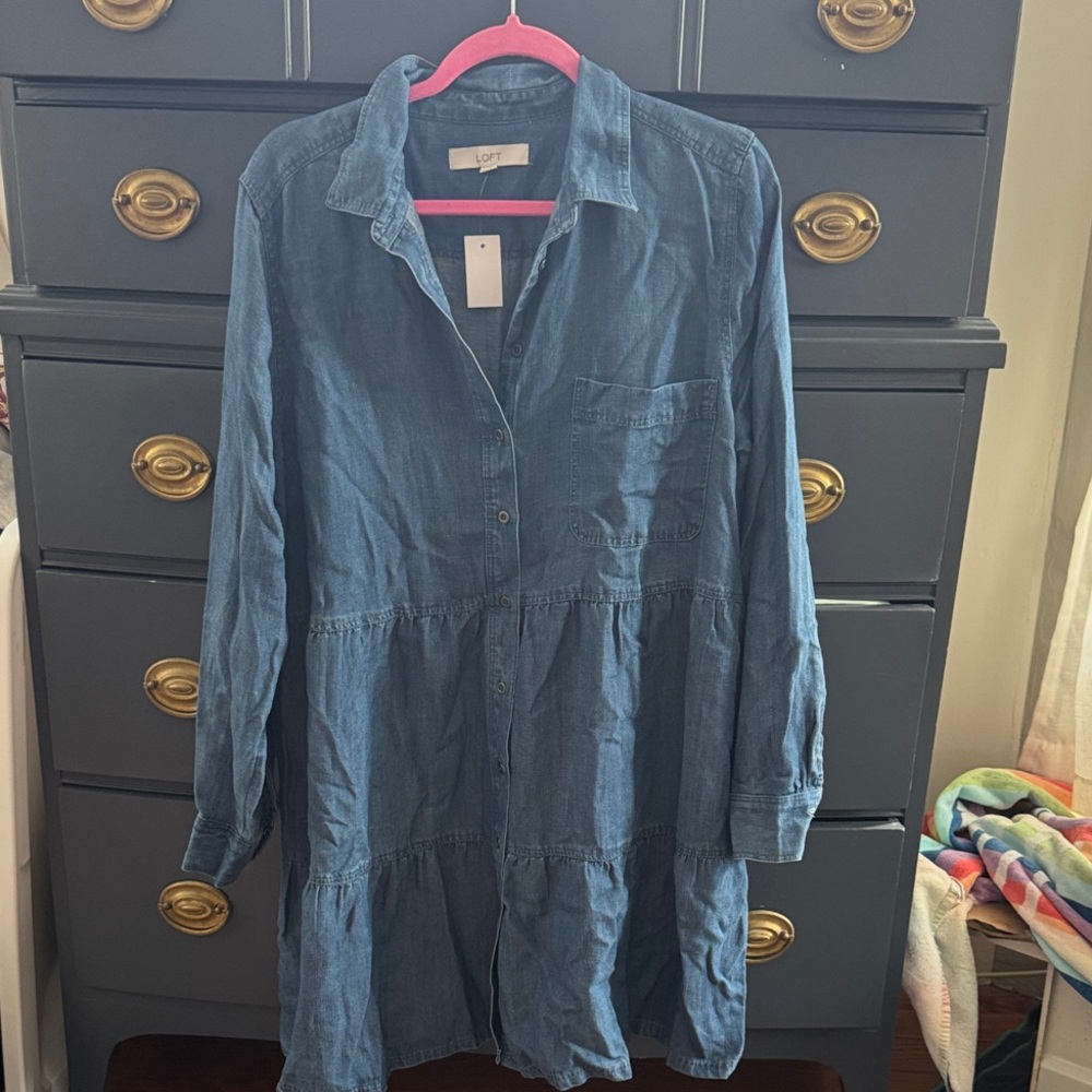 LOFT Long Sleeve Denim Dress